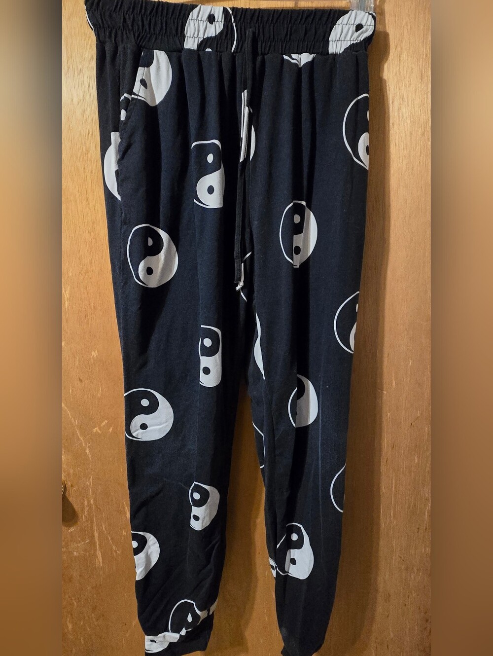 Black Ying Yang Lounge Pants - Medium